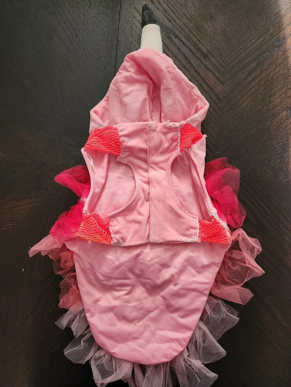 Pink Flamingo Plush Dog Costume With Tulle Tail